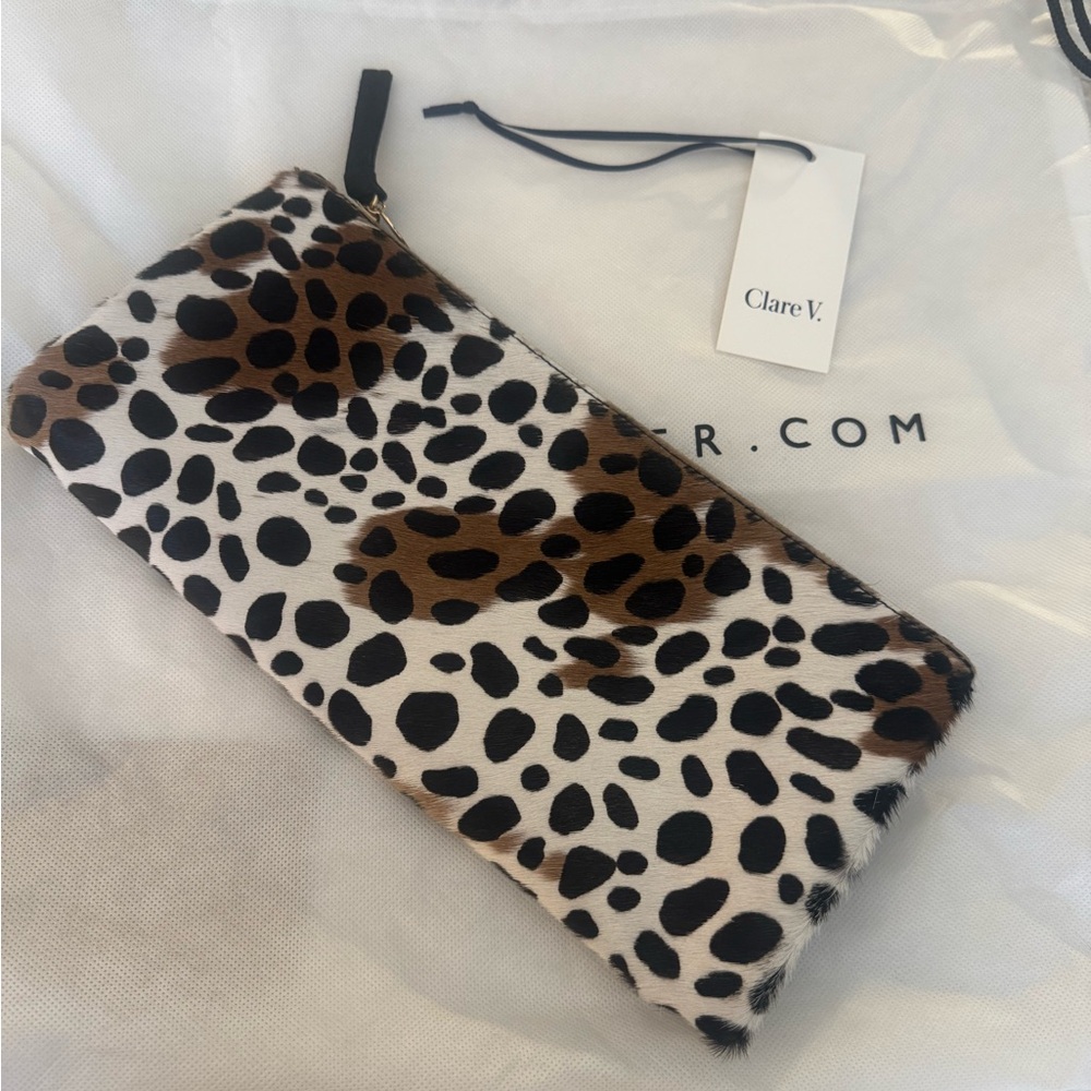Clare V. Leopard Print Clutch